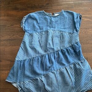 Blue Striped Tiered Dress